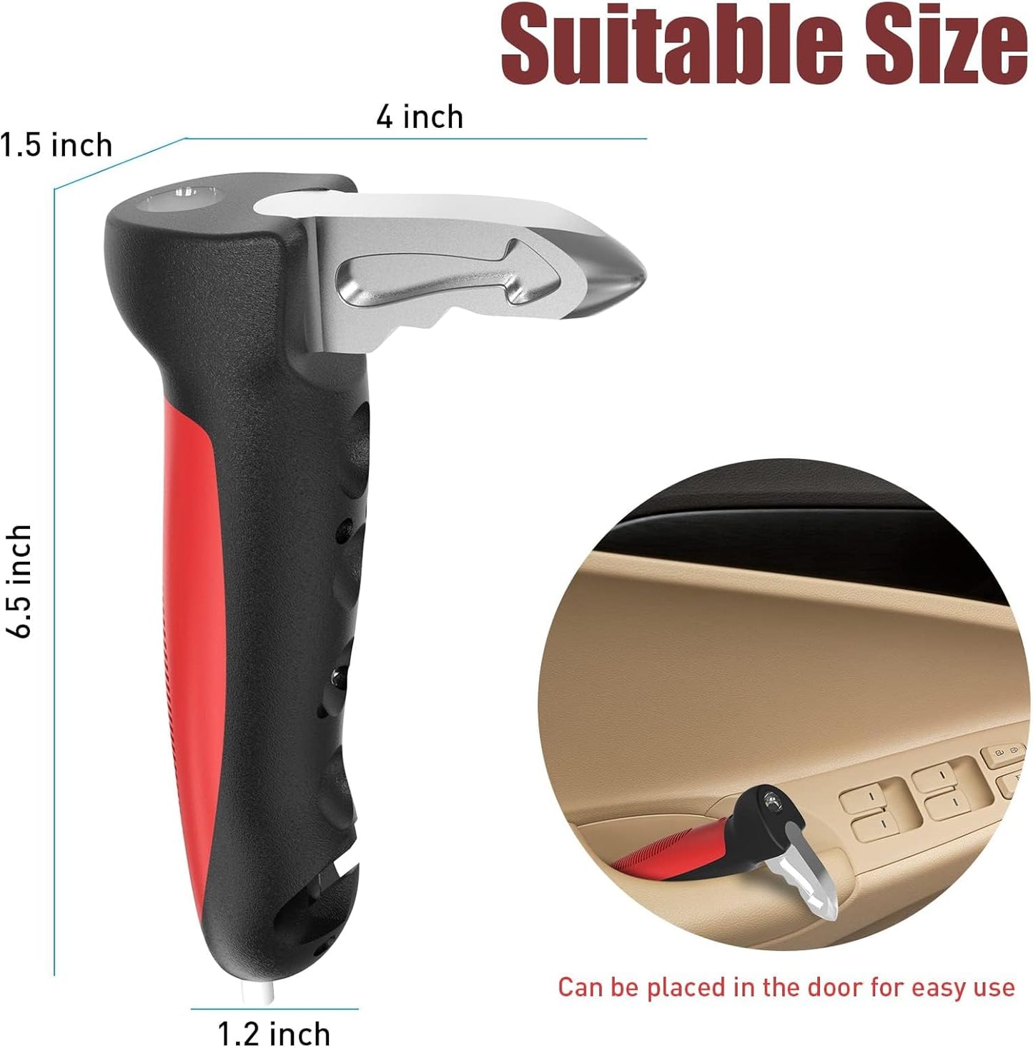 5 in 1 Vehicle Support Handles Elderly Portable Automotive Door Assist Handles Multifunction Car Handle for Elderly and Handicapped (Red-1PCS)