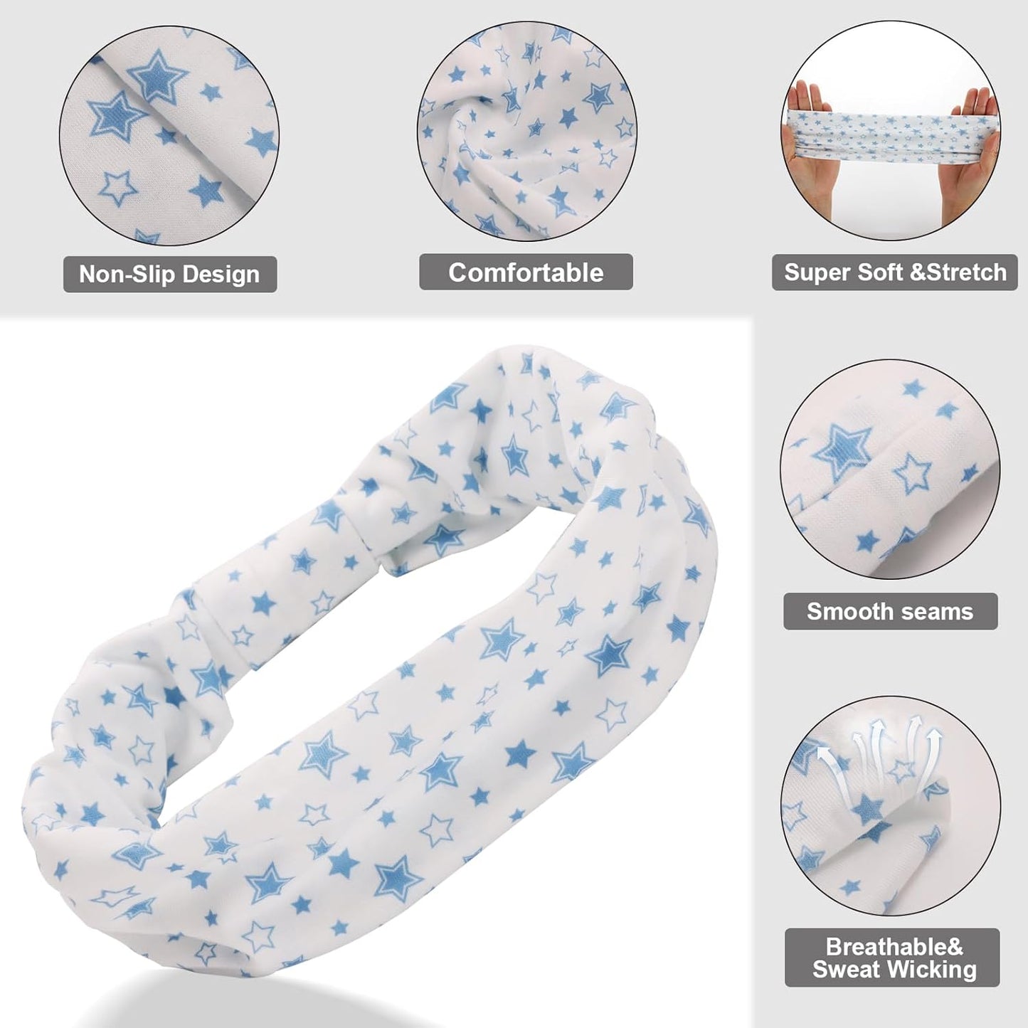 Cobahom 6Pcs Wide Headbands for Women Non Slip Soft Fabric Hair Wrap Boho Head Bands Elastic Sport Hair Bands for Workout Yoga Running (Sweet Flower)