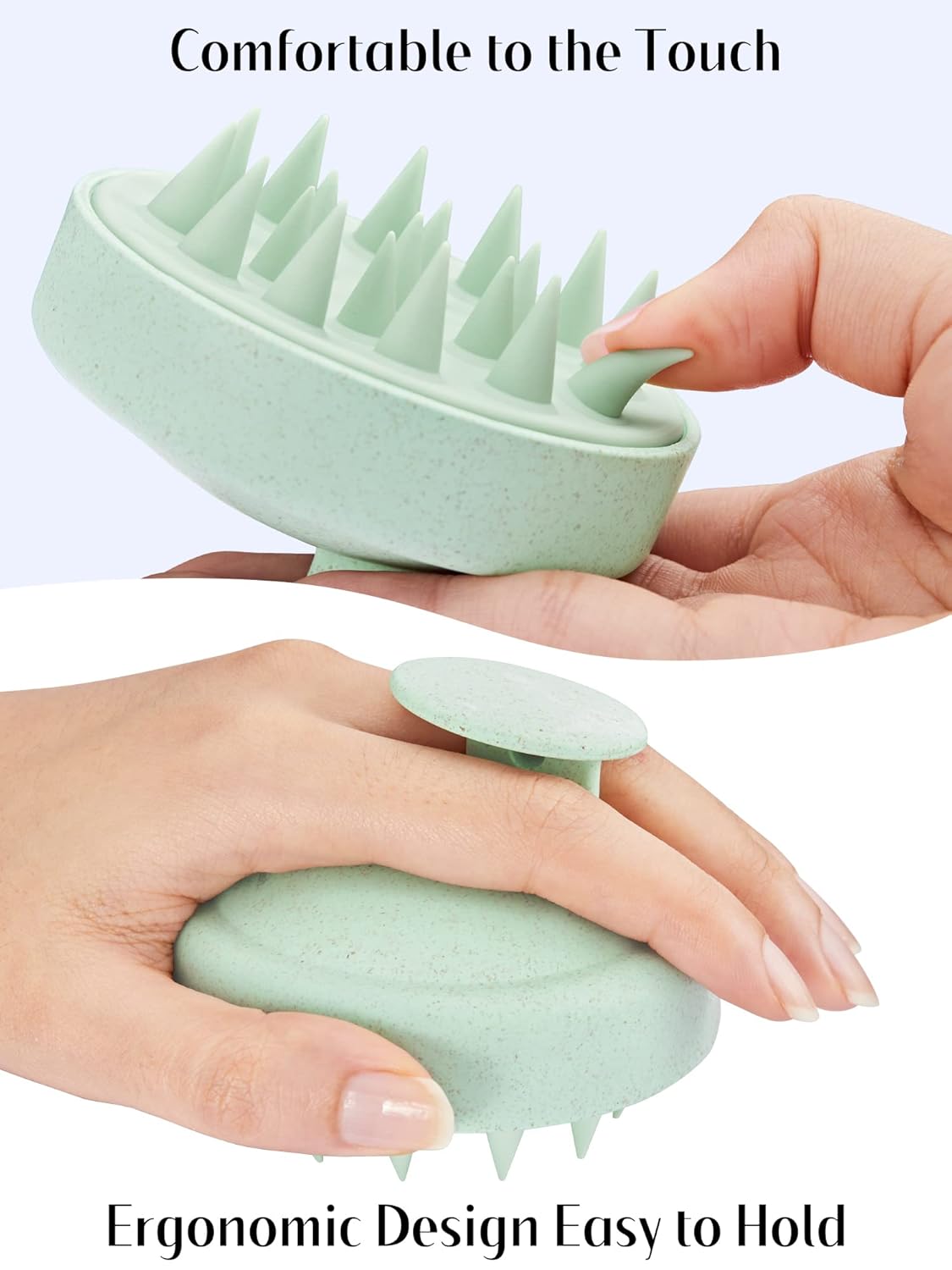 HEETA Scalp Massager Hair Growth, Soft Silicone Scalp Scrubber Shampoo Brush for Exfoliation, Dandruff Removal & Head Massage Stress Relax, Wet & Dry Use for Thick, Thin Hair Care, Wheat Straw Green