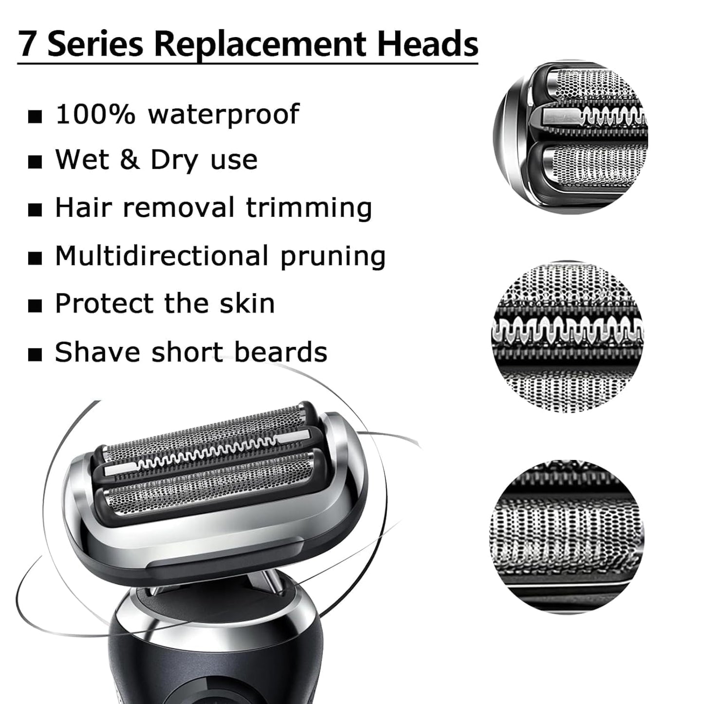 73S Replacement Head Compatible with Braun Razor Series 7, S7 360 Replacement Head for Braun, Replacement Blades Compatible with Electric Shavers for Men Series 7 7020s, 7025s, 7085cc, 7075cc