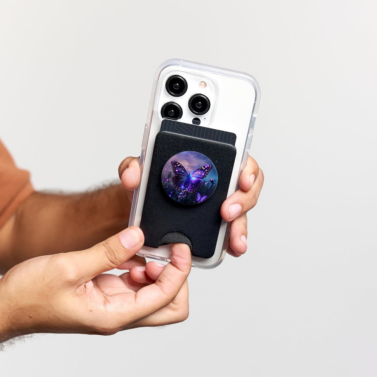 Purple Butterflies PopSockets PopWallet for MagSafe