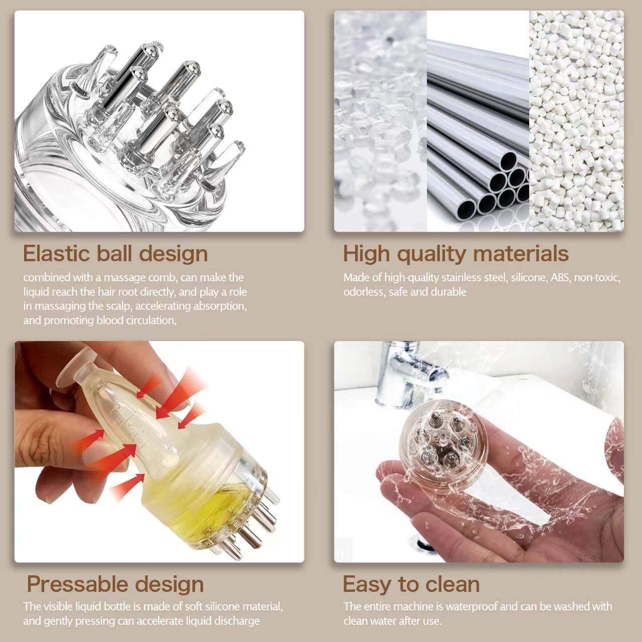 Scalp Applicator Comb,Minoxidil Applicator tool,Hair Oil Essential Serum Liquid Massager for Hair Growth, Follicle Care Treat hair Loss Thinning (Transparent)