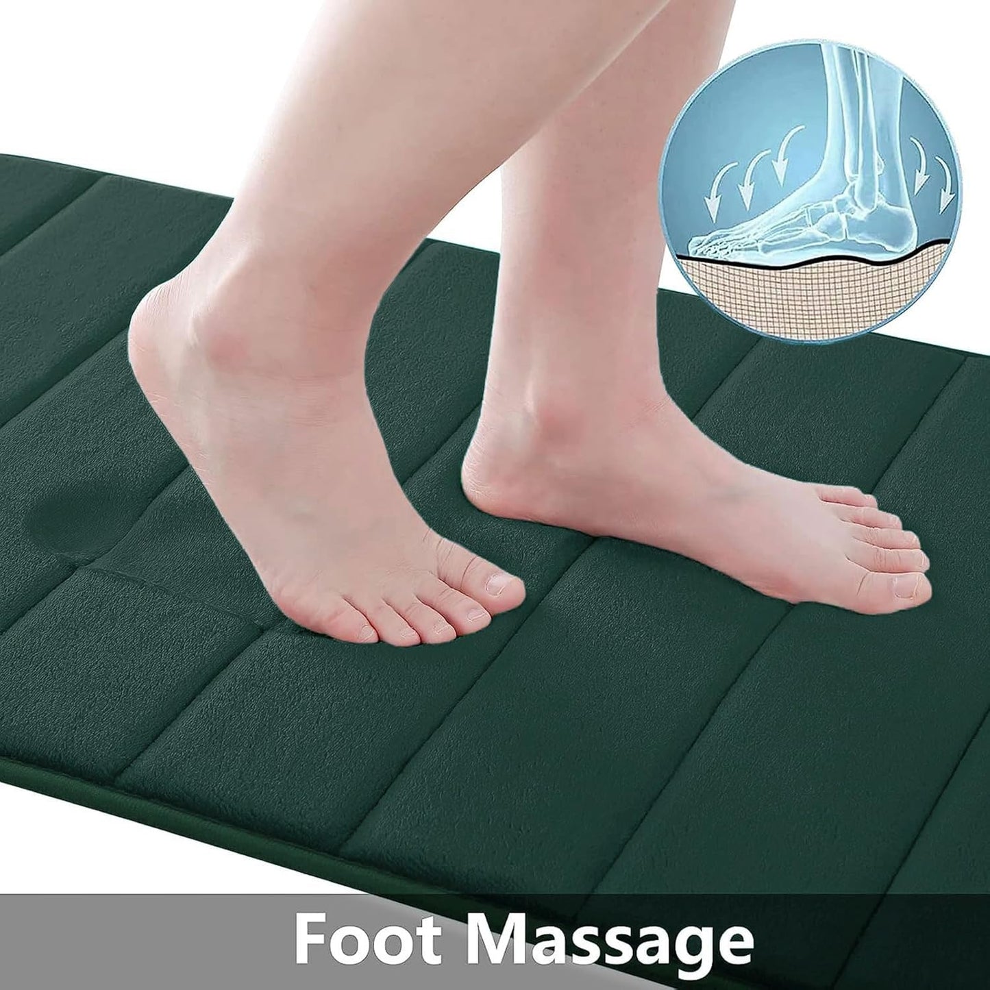 Buganda Memory Foam Bath Mat, 24" x 16", Ultra Soft and Non-Slip Bathroom Rugs, Water Absorbent and Machine Washable Bath Rug for Bathroom, Shower, and Tub, Dark Green