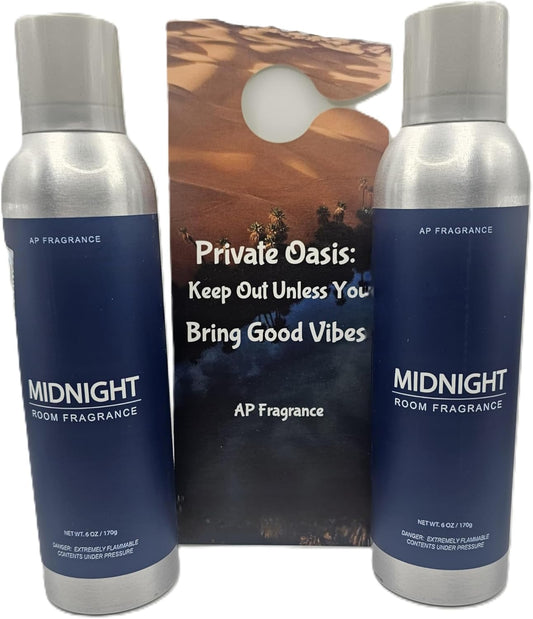 Midnight - Air Freshener Spray - Concentrated Room Deodorizer for Home, Car, Office, 2 Pack