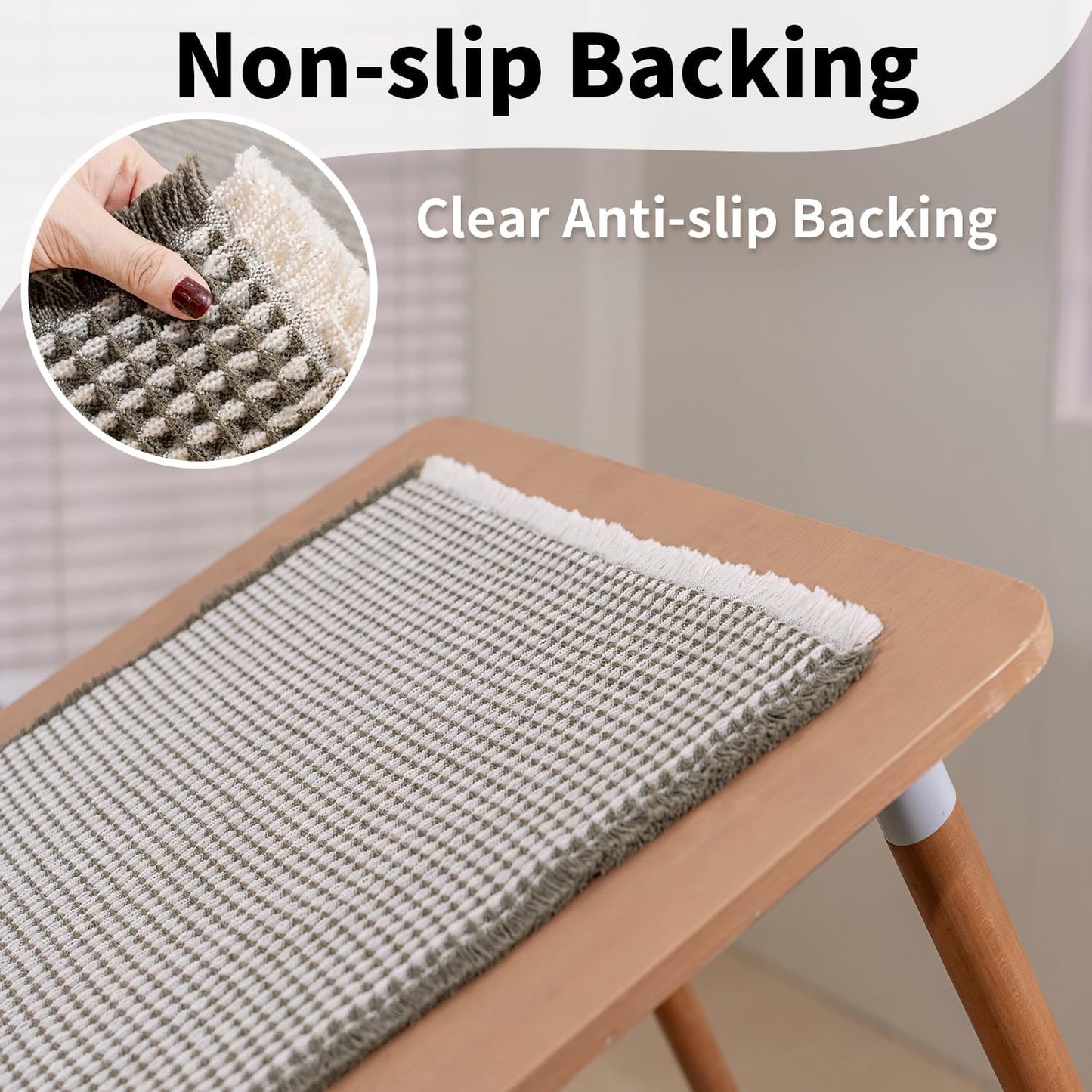 Waffle Bath Mat - Boho Bathroom Rugs Non Slip Washable, Super Absorbent & Quick Dry, Small Bath Mats Farmhouse Bathroom Decor, 18'' x 30'', Olive Green and White