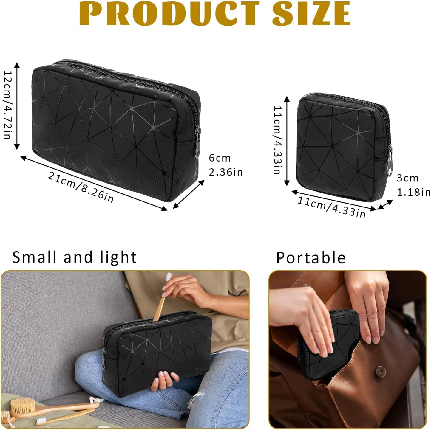 Period Bags for Teen Girls, Tampon Holder for Purse, Waterproof Portable Leather Period Pouch, Sanitary Napkin Storage Bag, Black Makeup Bag Set, Pad Pouches for Period for Girls