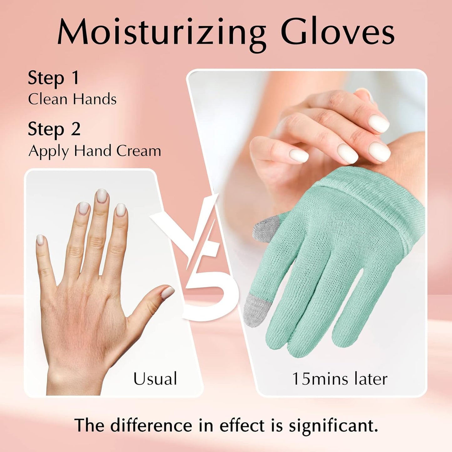 Evridwear Cotton Moisturizing Gloves Overnight Touchscreen for Dry Hands SPA Eczema Hand Care, Day and Night Moisturizing Sleeping Gloves (2 Pairs S/M, Feather Weight Mint Green)