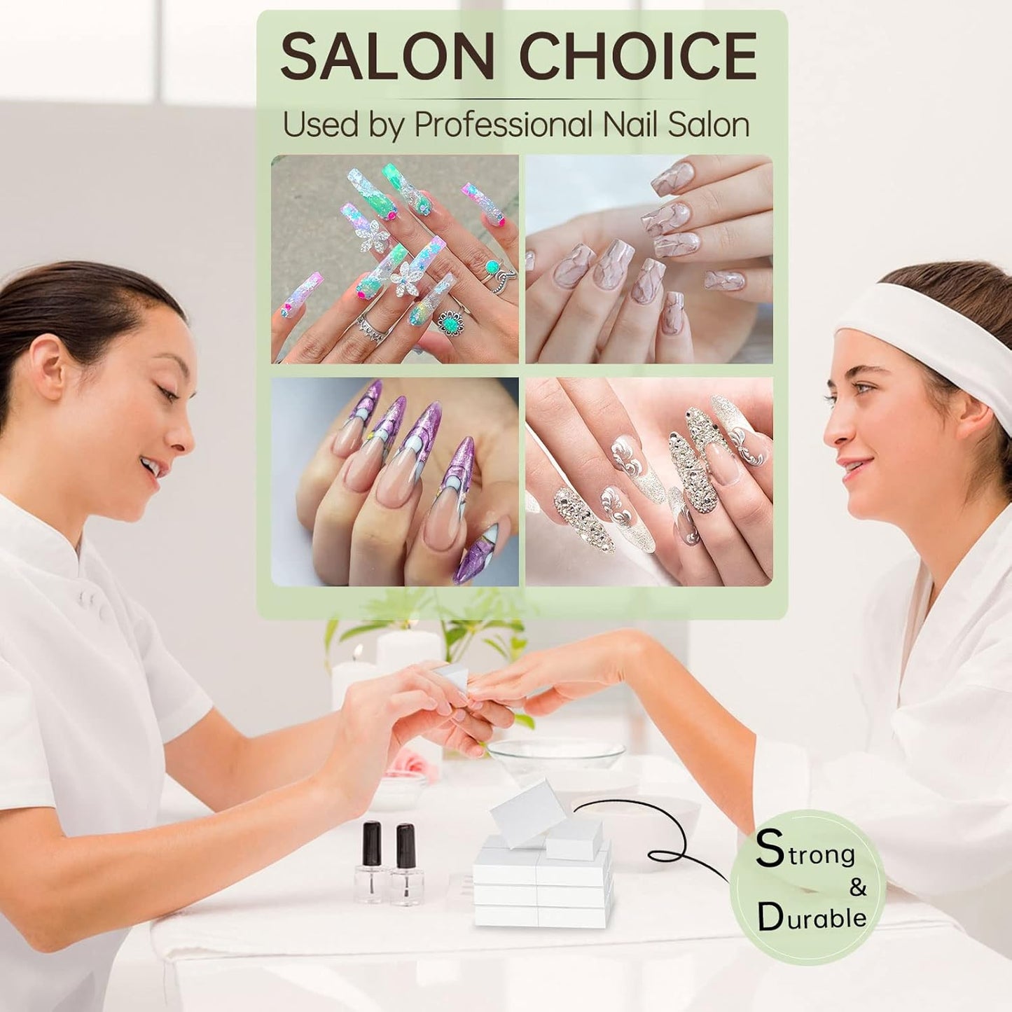 Maryton Nail Buffer Mini Block Files, 100/120 Grit for Acrylic Nails, 130 Count (White)