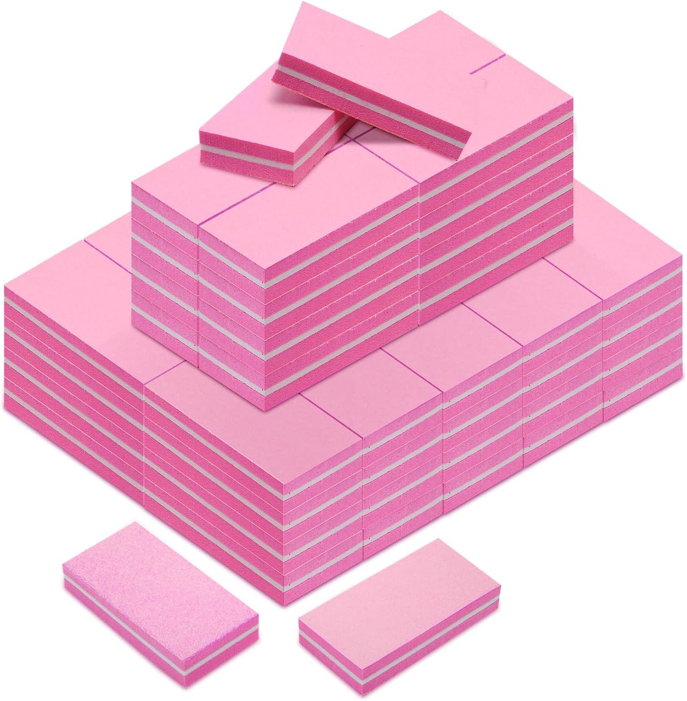 Diesisa Buffer Block Nail File, 100/180 Grit Sponge Nail Buffers for Acrylic Nails, Nails Buffer, Mini Buffing Block Double Sided for Manicure Tools 60 Count - Pink