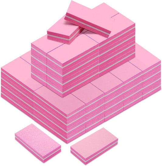 Diesisa Buffer Block Nail File, 100/180 Grit Sponge Nail Buffers for Acrylic Nails, Nails Buffer, Mini Buffing Block Double Sided for Manicure Tools 60 Count - Pink
