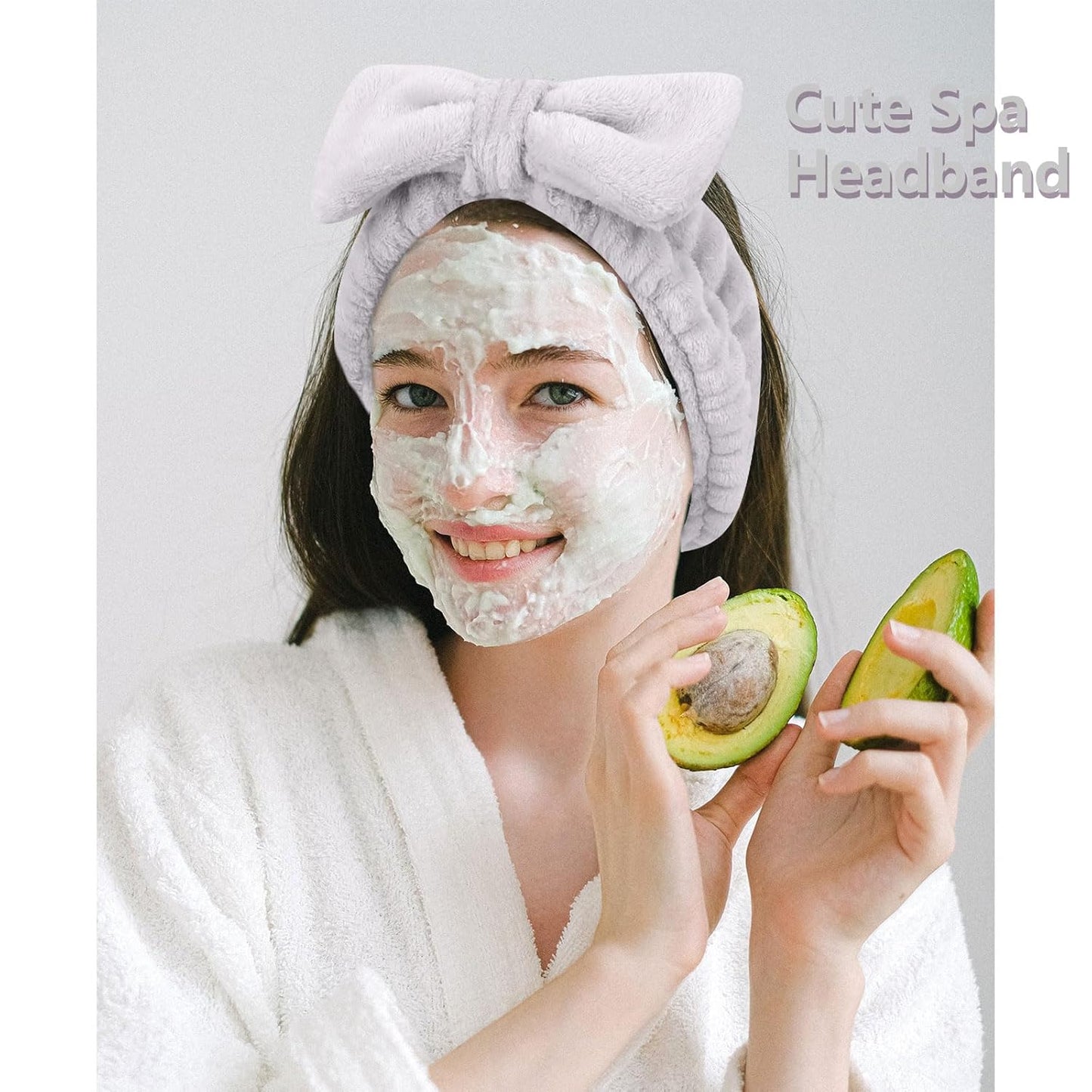 Ondder Spa Terry Cloth Headbands - 8 Pcs Cute Makeup Bow Headbands for Women, Skincare and Face Washing