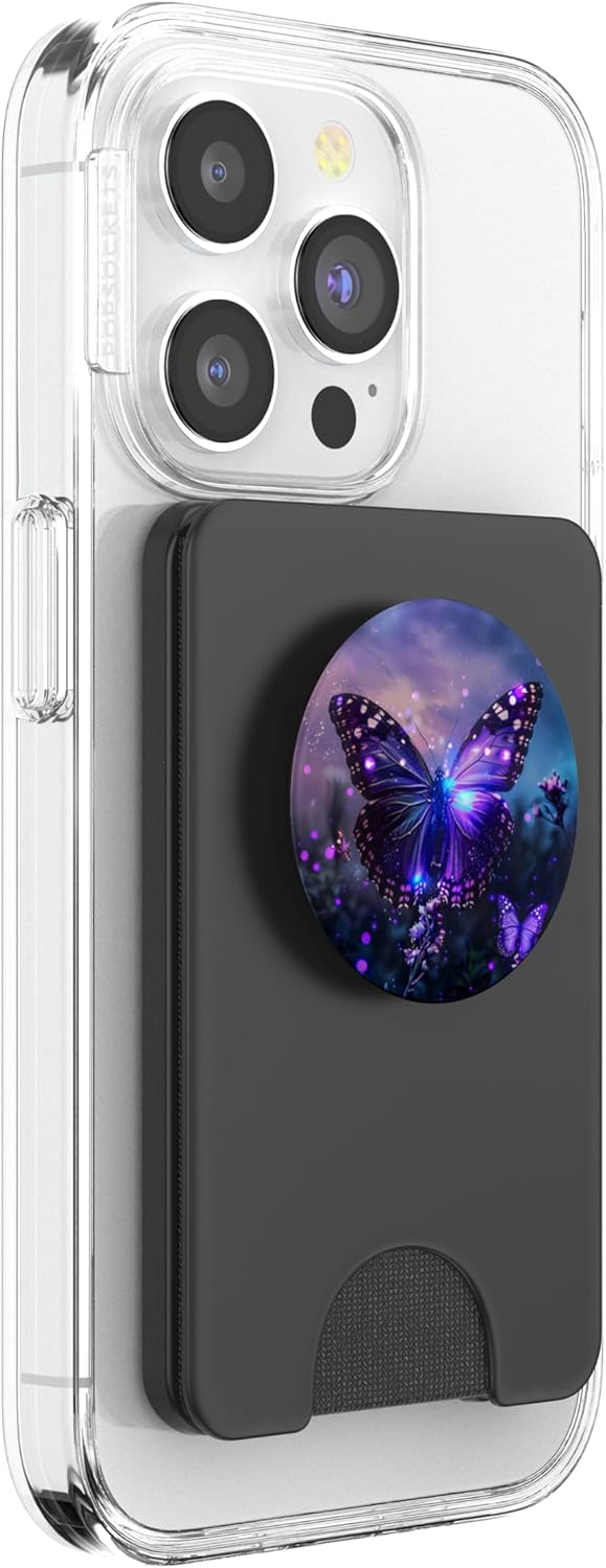 Purple Butterflies PopSockets PopWallet for MagSafe