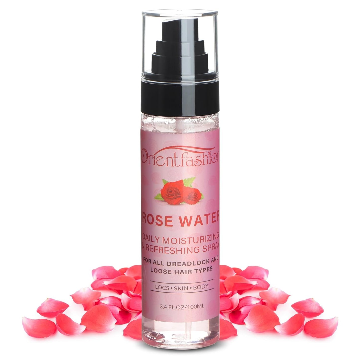 Orientfashion Moisturizing Refreshing Spray for Locs - Rose Water and Peppermint Hair Scalp Moisturizer Natural Loc Care and Maintenance (Rose, 3.4 Fl oz)