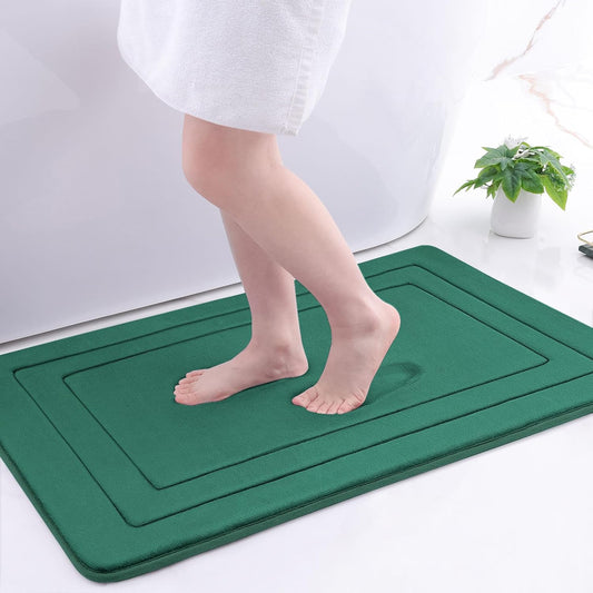 Arotive Memory Foam Bathroom Rug Mat 36x24, Ultra Soft and Absorbent Bath Mat, Machine Wash Dry, Comfortable Bath Rug Carpet for Bathroom Floor, Tub and Shower, Dark Green