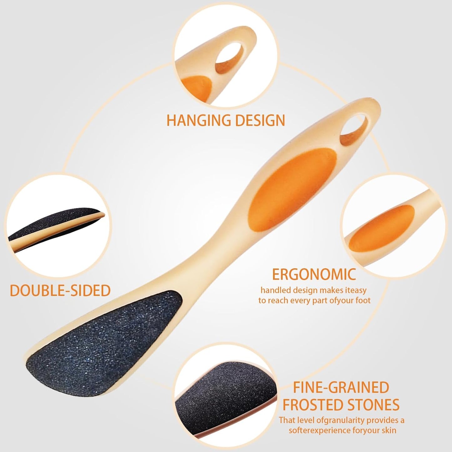 Double Sided Foot File Callus Remover 2-Pack, Pumice Stone for Feet with Ergonomic Handle, Dead Skin Remover for Cracked Heels, Pedicure Tool for Dry or Wet Use at Home & Salon