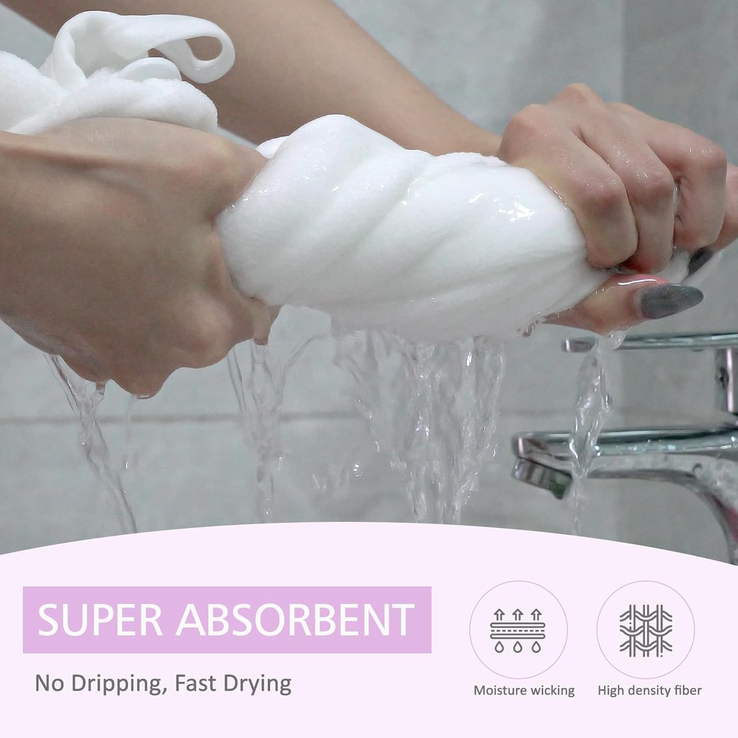 Microfiber Hair Towel Hair Wrap: 2 Pack 10X26 Hair Dryer Towels for Women Absorbent Turban Twist Hair Drying Shower Cap Curly Hair Products for Hair Care Hair Accessories (01 5-Pcs Multicolor)