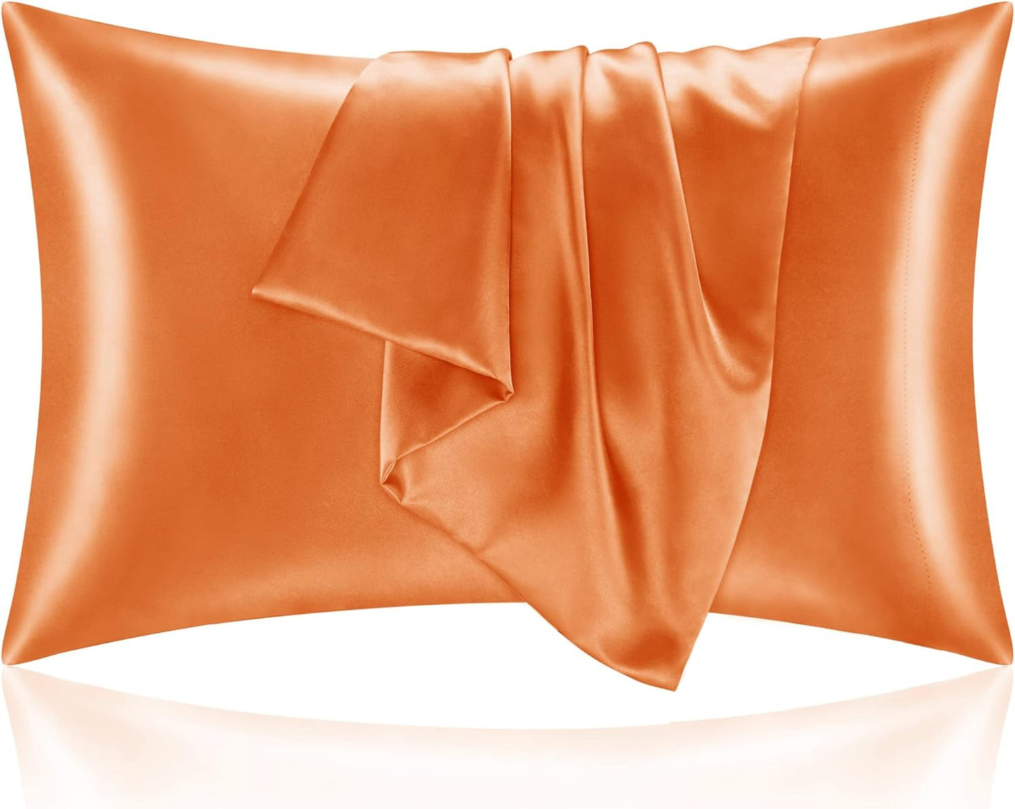 BEDELITE Satin Pillowcase for Hair and Skin, Super Soft and Cooling Similar to Silk Pillow Cases 2 Pack with Envelope Closure, Gift for Women Men(20"x26" Standard Size, Burnt Orange)