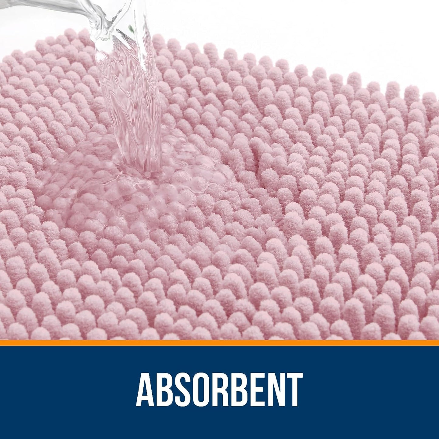 OLANLY Toilet Rugs U-Shaped 24x20, Extra Soft Absorbent Chenille Contour Bathroom Rugs for Toilet, Dry Quickly, Machine Washable, Non-Slip Bath Mat, Dusty Rose