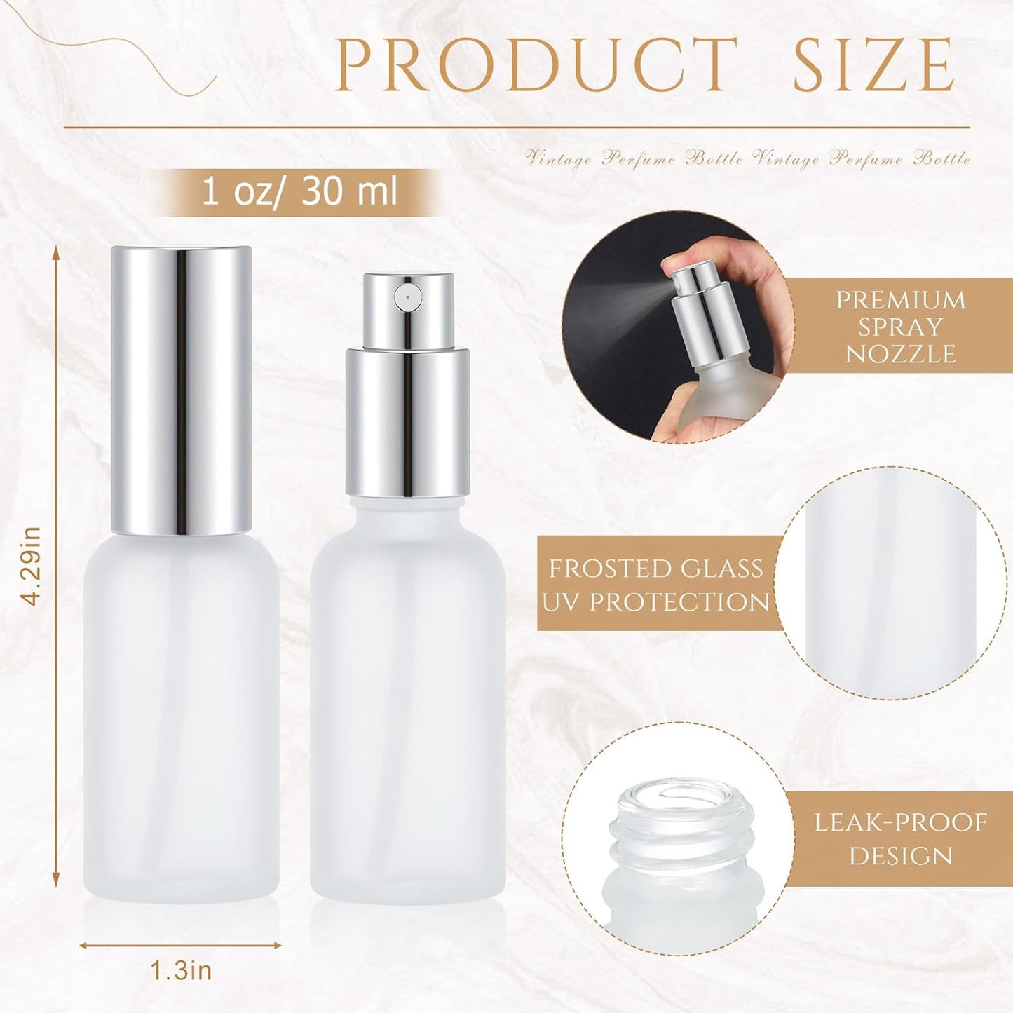 Roshtia 30 Pcs 1 oz/ 30 ml Silver Glass Spray Bottle Refillable Perfume Atomizer Clear Decorative Empty Bottles with Fine Mist Sprayer Pump for Face Body Travel