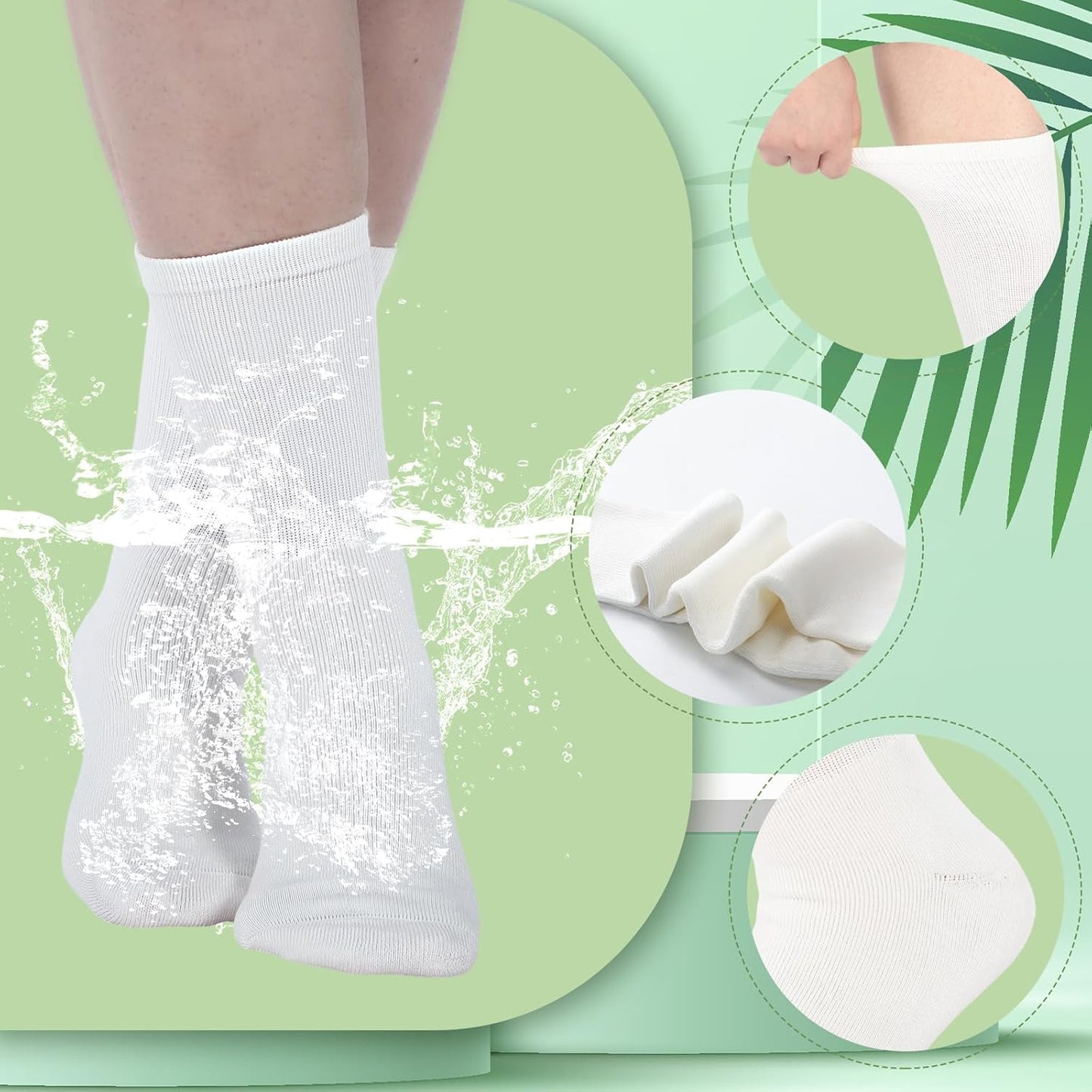 4 Pairs Cotton Soft Eczema Socks White Hydrating Moisturizing Therapy Cotton Socks Eczema Relief for Adult Wet Wrap Non Itch Soft Feet Treatment