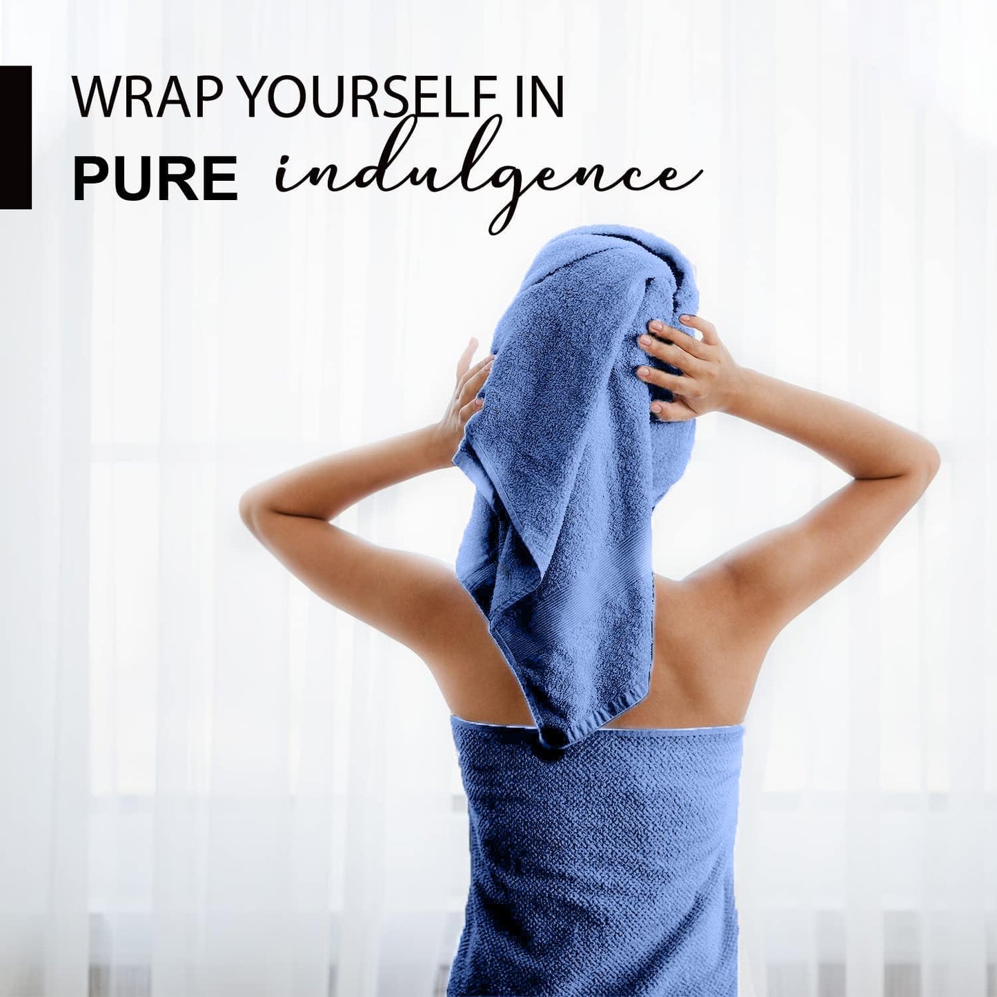 100% Cotton Bath Towels, 24x48 Pack of 6 Towels, Quick Dry, Highly Absorbent, Soft Feel Towel, Gym, Spa, Bathroom, Shower, Pool, Luxury Soft Towels (Blue, 24x48-6 Pack)