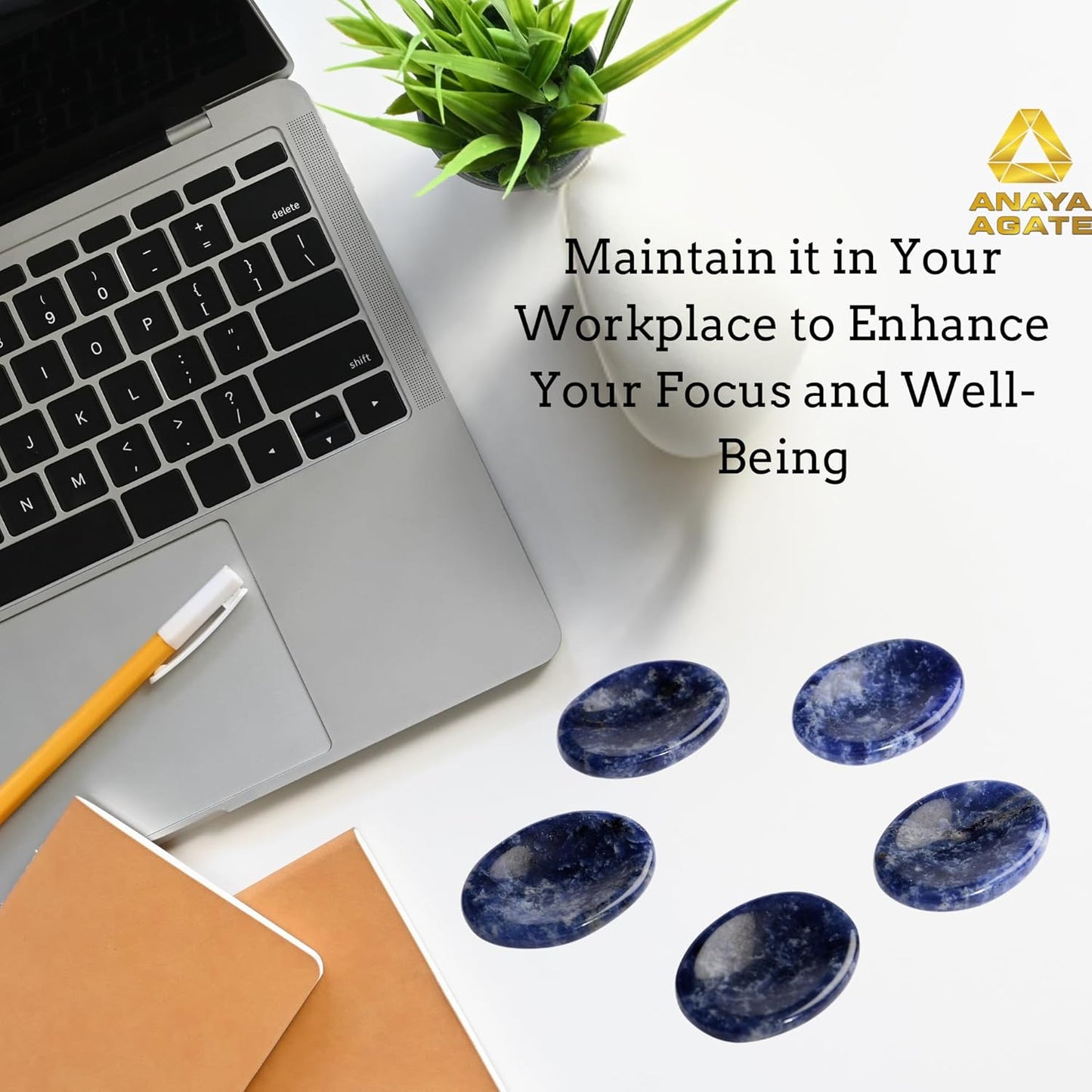 Sodalite Worry Stones – Crystal Thumb Worry Stone for Anguish, Stress – Relaxing and Soothing Balance Stones for Meditation, Stress Relief – Healing Stones and Crystals for Men and Women