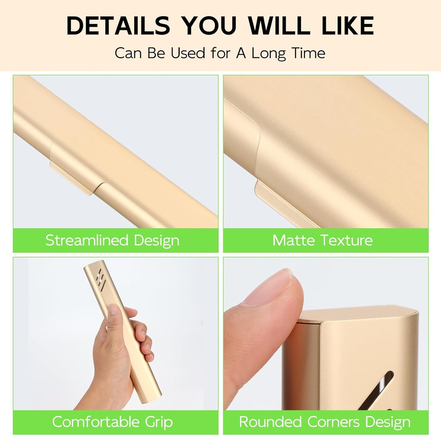 Travel Toothbrush Case, Portable Toothbrush Holder, Durable Aluminum Toothbrush Storage Box, Small Breathable Manual Toothbrush Container for Traveling, School, Camping, Business Trip - Gold