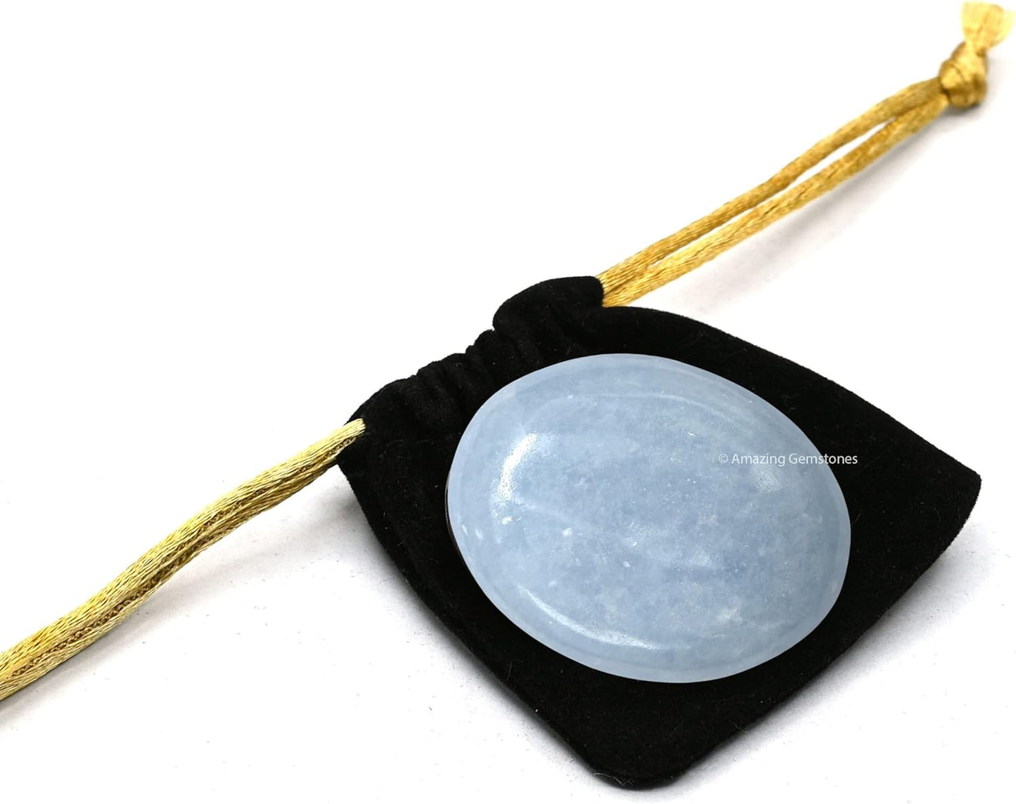 Amazing Gemstone Blue Calcite Celestite Crystals and Healing Stones - Large Palm Stone Crystals Piedra - Crystal for Good Luck, Positive Energy, Meditation - Unique Stocking Stuffers Gifts for Women