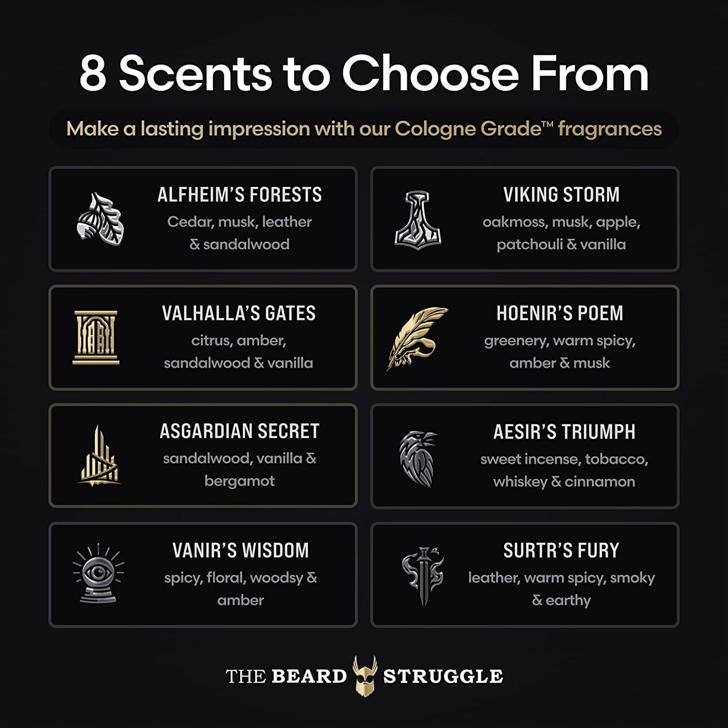 The Beard Struggle Greenlander Bundle - Beard Kit with Butter, Balm, Night Oil, Day Oil, Wash & Conditioner - Gold Collection - Asgardian Secret