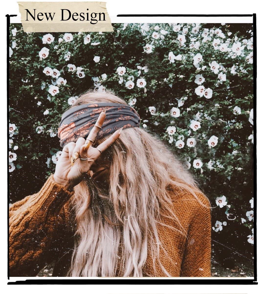 Wide Headbands for Women Black Stylish Head Wraps Boho Bandeau Thick Hairbands Large No Slip African Sport Yoga Workout Turban Headband Hair Accessories (Pack of 4)