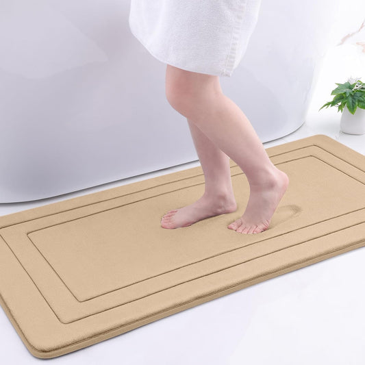 Arotive Memory Foam Bathroom Rug Mat 47x24, Ultra Soft and Absorbent Bath Mat, Machine Wash Dry, Comfortable Bath Rug Carpet for Bathroom Floor, Tub and Shower, Beige