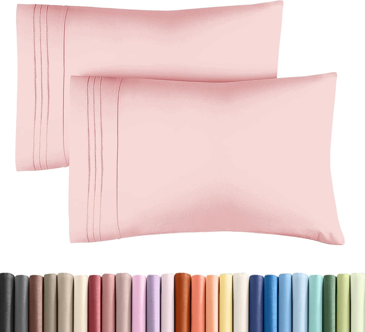 Queen Pillow Cases Set of 2 - Ultra Soft Hotel Quality Pillowcase Covers - Comfy, Cozy & Wrinkle Free - Shrinkage, Stain & Fade Resistant - Machine Washable Pillow Protectors - 2 Piece Set - Baby Pink