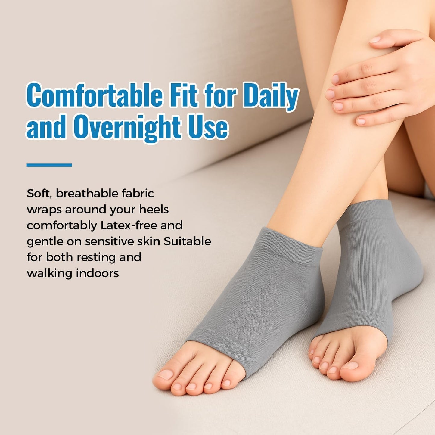 2 Pairs Moisturizing Gel Toeless Socks for Dry Feet Cracked Heel Stick Repair Treatment Women Hydrating Foot Spa Moisture Softens Reusable Pedicure Sock