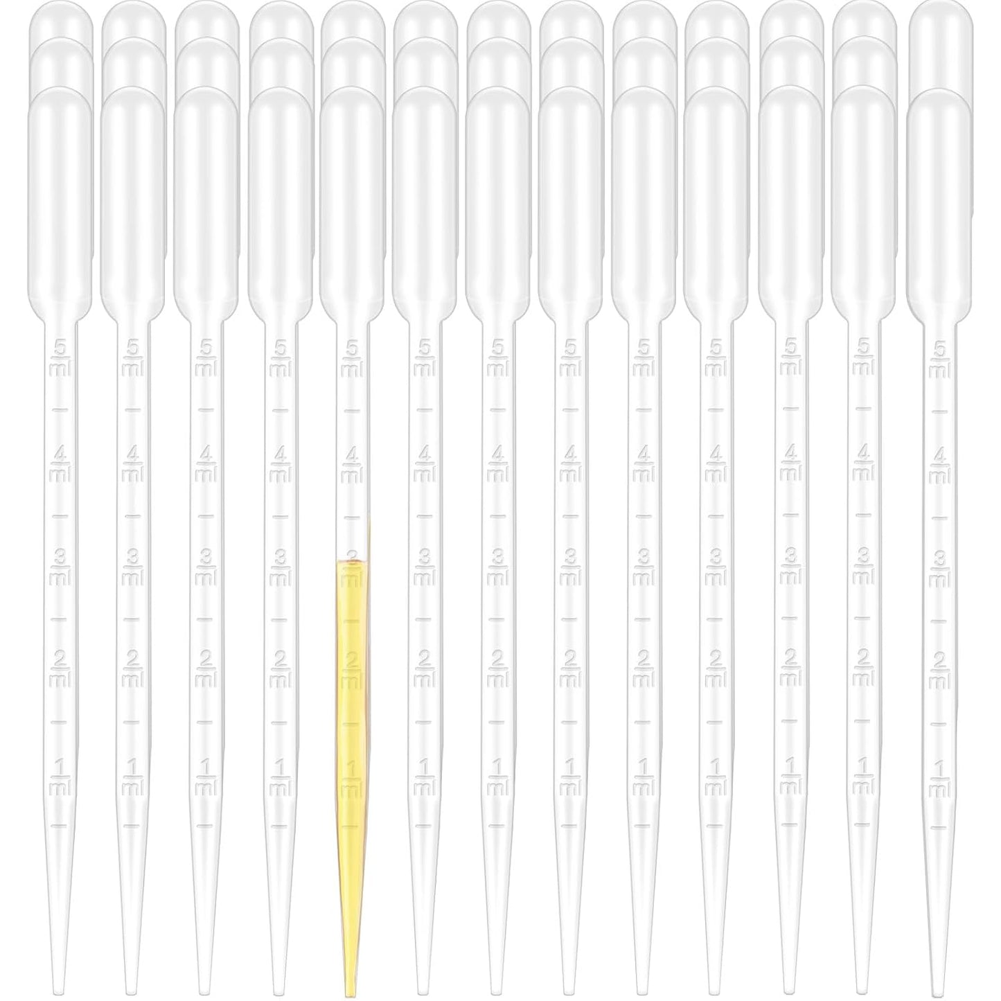moveland 200Pcs 5ML Dropper Pipettes - Disposable Plastic Eye Dropper for Lab Science, Essential Oil, DIY Art, Medicine - Excellent Suction Without Leakage