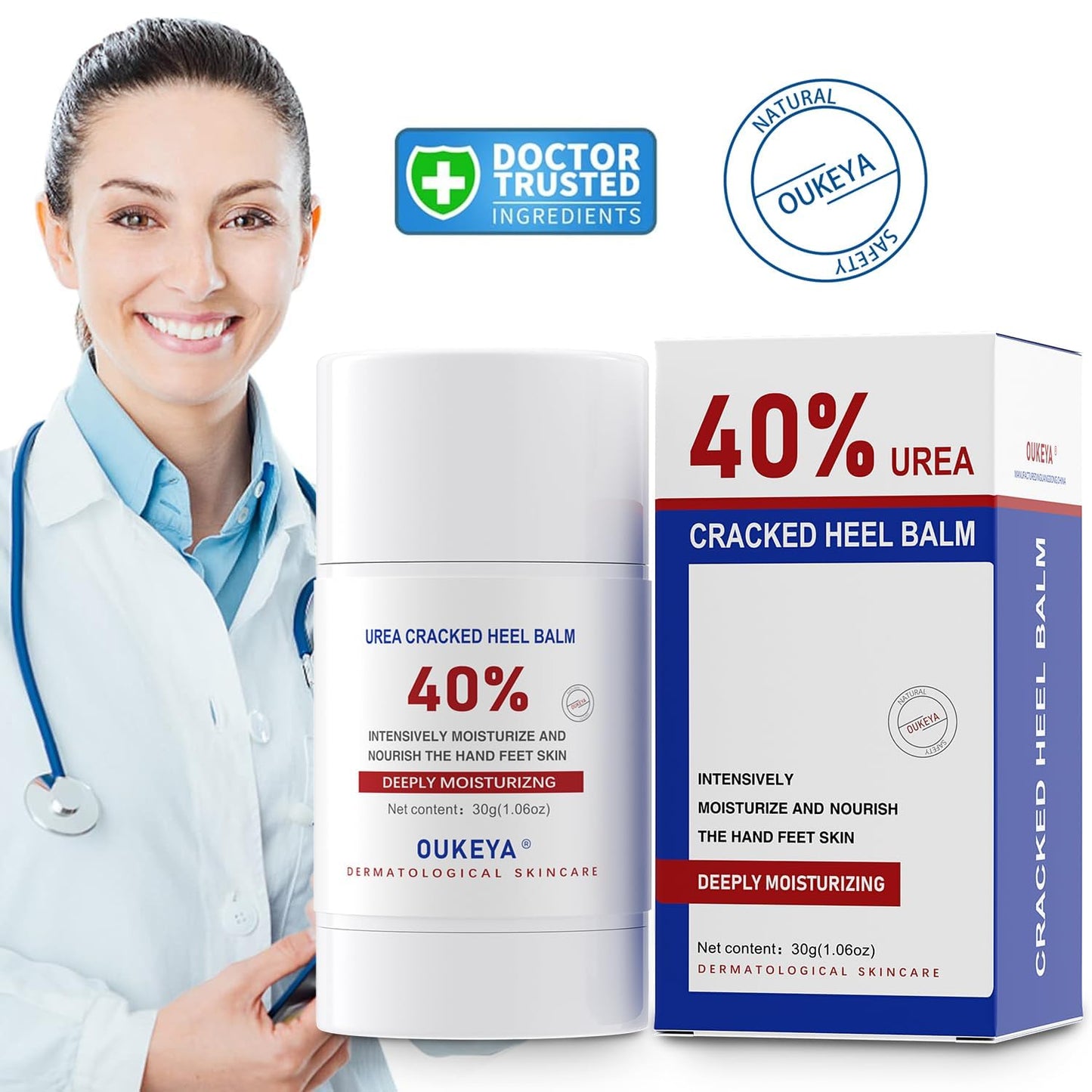 OUKEYA Urea Cream Stick 40 Percent,Heel Balm,Urea Hand Cream Stick and Foot Cream Stick for Dry Cracked,Cracked Heel Treatment.Urea Cream 40 Percent for Feet Maximum Strength（2 Pack）