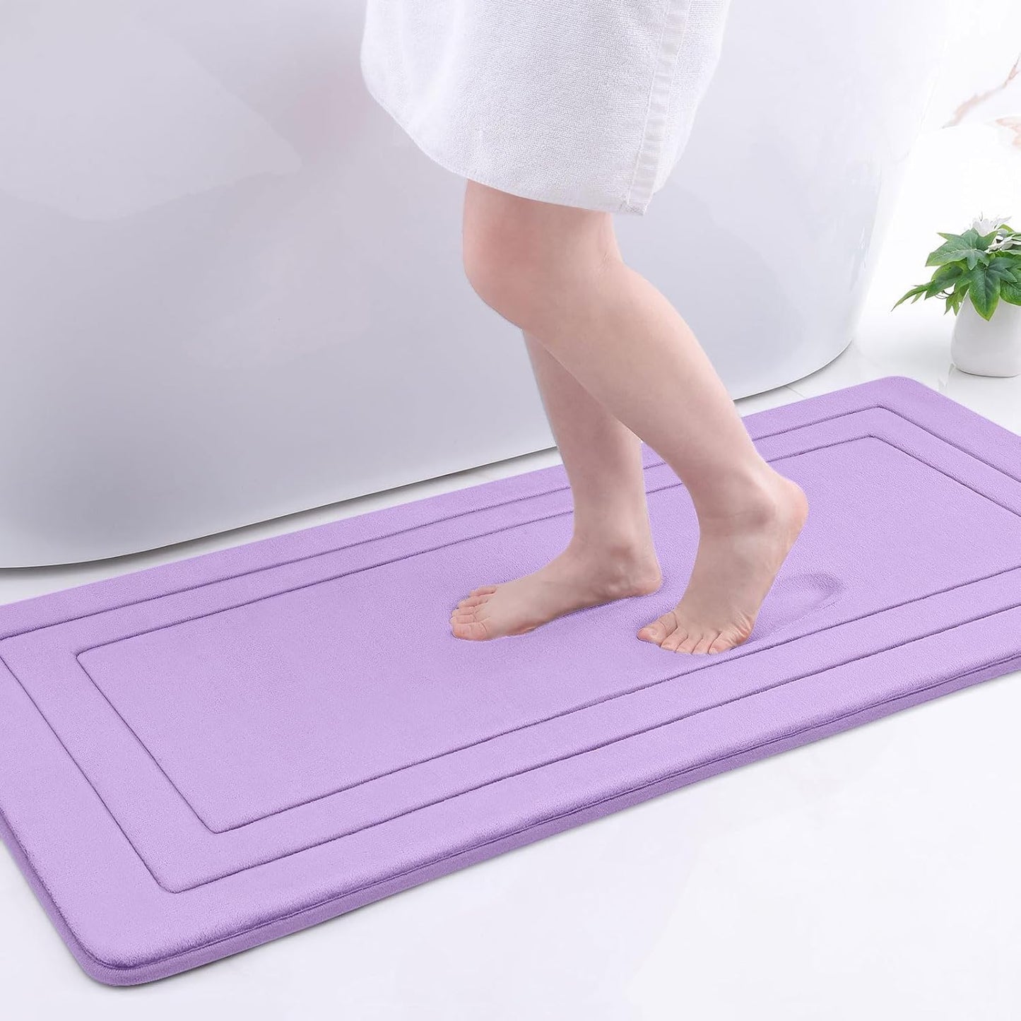 Arotive Memory Foam Bathroom Rug Mat 47x20, Ultra Soft and Absorbent Bath Mat, Machine Wash Dry, Comfortable Bath Rug Carpet for Bathroom Floor, Tub and Shower, Lavender
