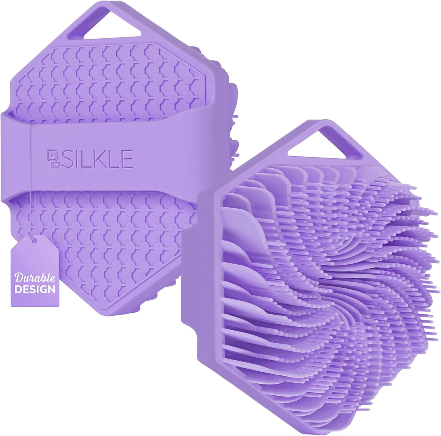 Silicone Body Scrubber - Exfoliating Bath Brush and Skin Cleanser - Shower Sponge for Gentle Body Scrub and Wash - Silicone Scrubbing Care Tool for a Refreshed and Renewed You - Purple