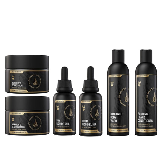 The Beard Struggle Greenlander Bundle - Beard Kit with Butter, Balm, Night Oil, Day Oil, Wash & Conditioner - Gold Collection - Asgardian Secret