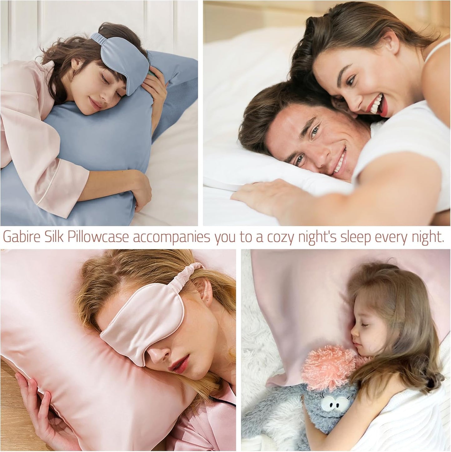 Mulberry Silk Pillowcases Set of 2, Both Sides Real Silk Pillow Covers for Hair and Skin Cool Pillowcase Organic Silk Pillowcase 2 Pack with Hidden Zipper, Silver Grey, King (20"×36")