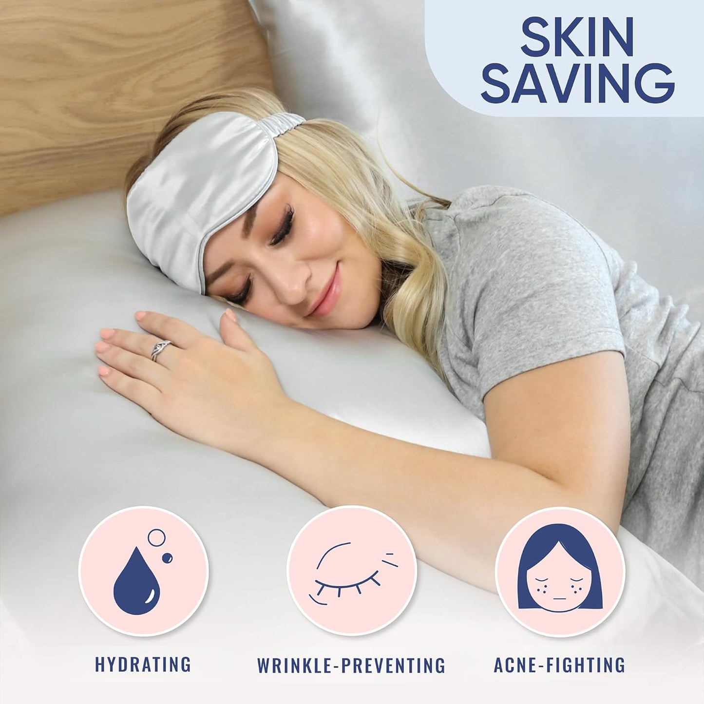 Blissy Silk Pillowcase - 100% Pure Mulberry Silk - 22 Momme 6A High-Grade Fibers - Silk Pillow Cover for Hair & Skin - Regular, Queen & King (Silver, King)