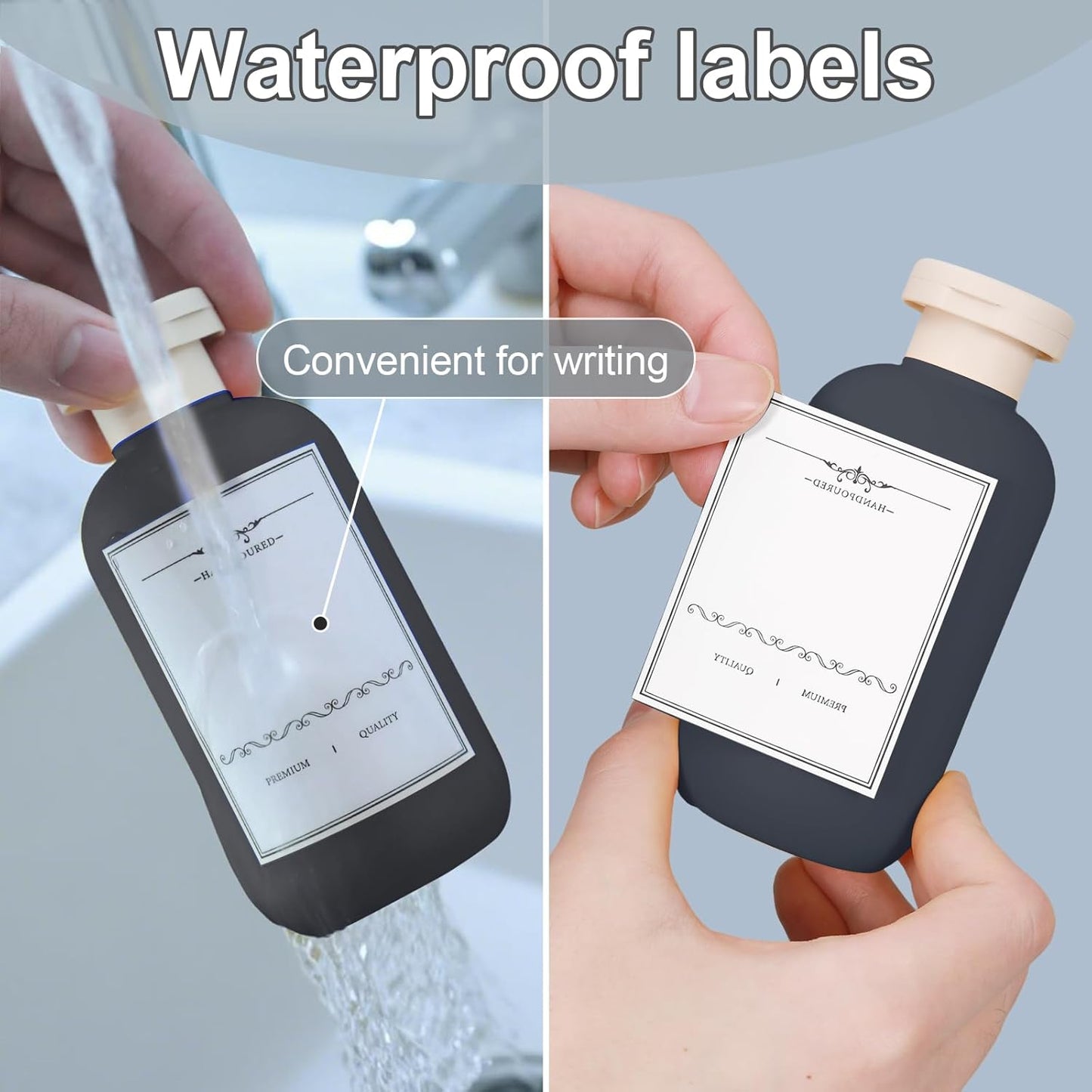 ASEVAT 6.7oz Sealed Plastic Travel Shampoo Bottles, Travel Shampoo and Conditioner Bottles Refillable, Empty Squeeze Bottle, Hand Soap Dispenser for Vacation, Gym, Home(BlueNavyGrey)