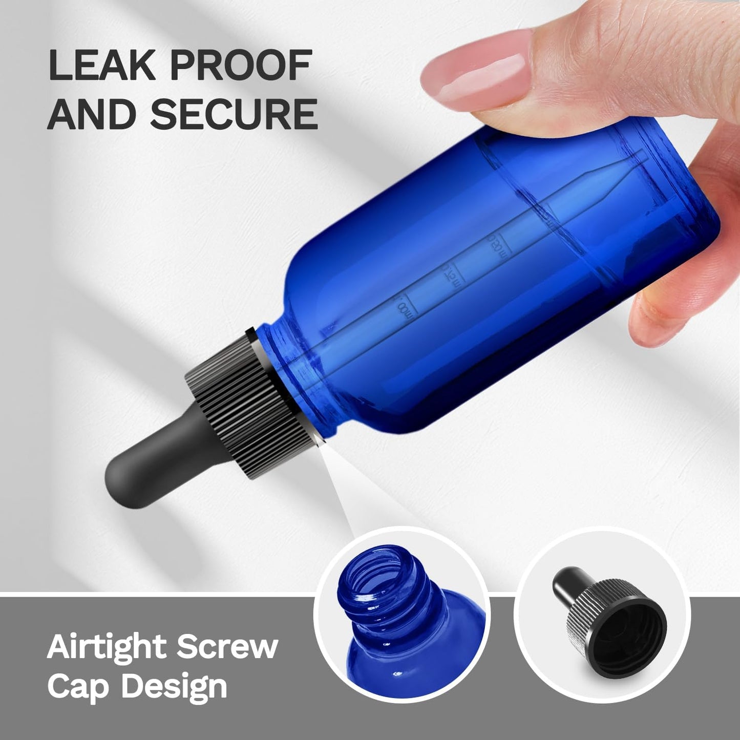 6 Pack, 4 oz Dark Amber & Blue Dropper Bottles with Measured Dropper, Glass Eye Dropper Bottle for Essential Oils with Funnel, Labels & Pipette, Droppers for Oils (Unbreakable Plastic Eye Dropper)