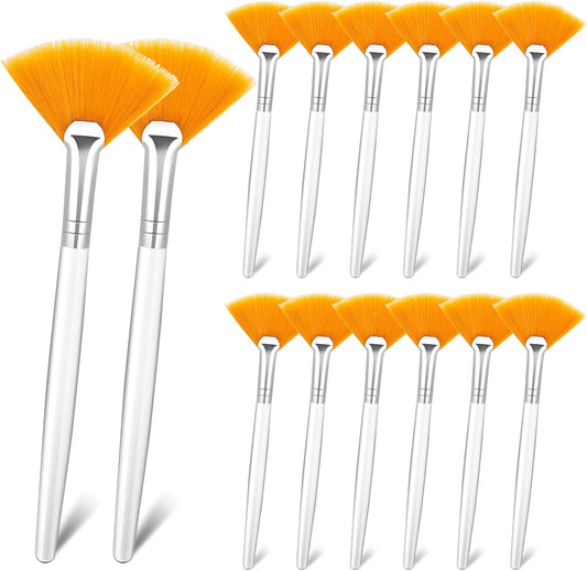 Patelai 14 Pieces Fan Brushes Applicator, Mask Brushes for Facial Makeup Tools for Face Cosmetic(Yellow)