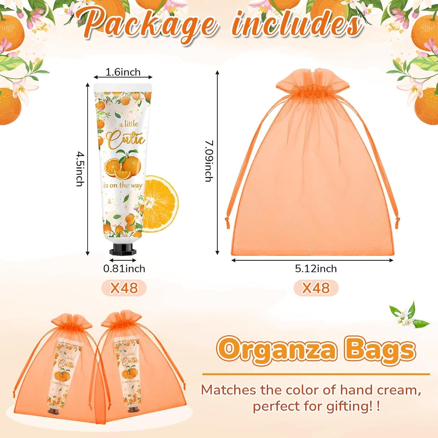 48 Sets a Little Cutie Is on The Way Hand Cream Gifts Bulk Baby Shower Hand Cream Travel Size Lotion Bulk Fall Thanksgiving Party Supplies Favors Birthday Wedding for Guest