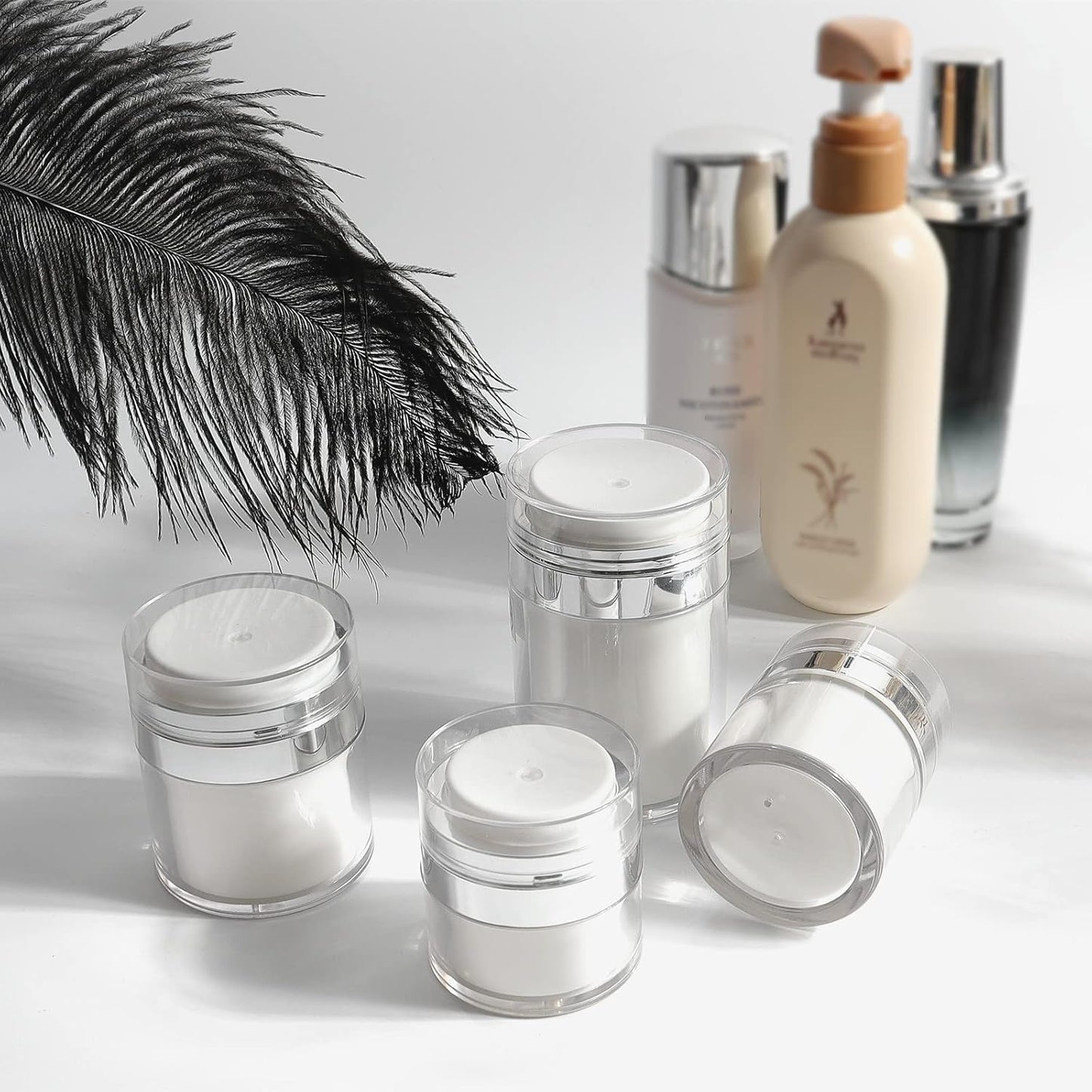 Airless Pump Jar - 3.5 Oz Moisturizer Dispenser Air Pump Containers, Container Vacuum Bottle Dispenser for Skincare Makeup Lotion