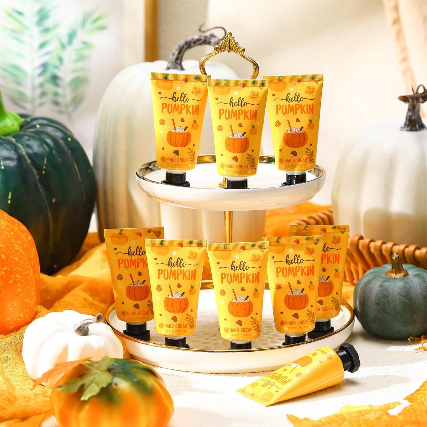 48 Sets Hello Pumpkin Hand Cream Gifts Bulk Fall Thanksgiving Hand Cream Travel Lotion Size Bulk Fall Party Supplies Favors Pumpkin Holiday Birthday Wedding Baby Shower for Guest Party Gifts