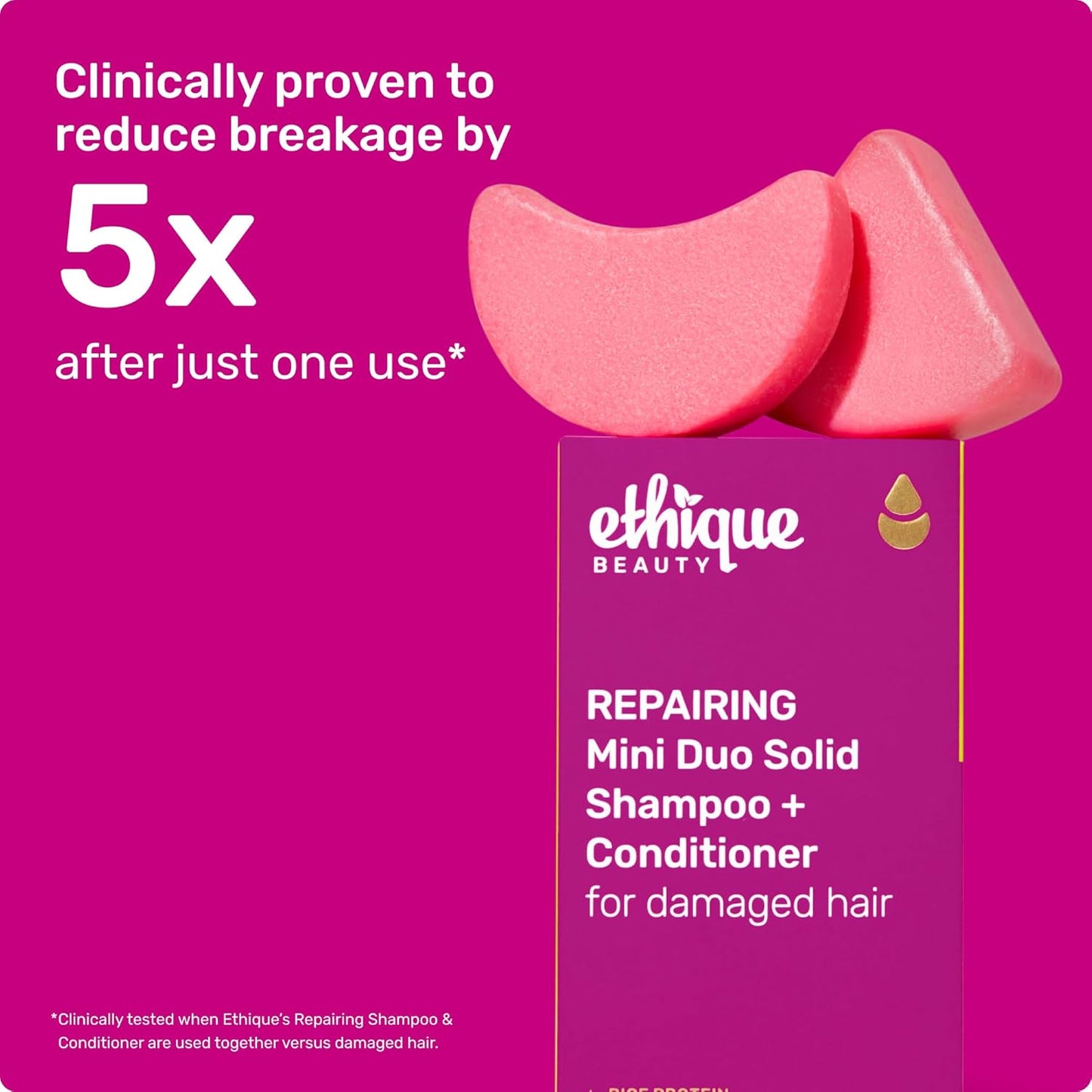 Ethique Beauty Mini Sampler Solid Shampoo & Conditioner Bar Set - Rice Protein Repairing Shampoo & Conditioner