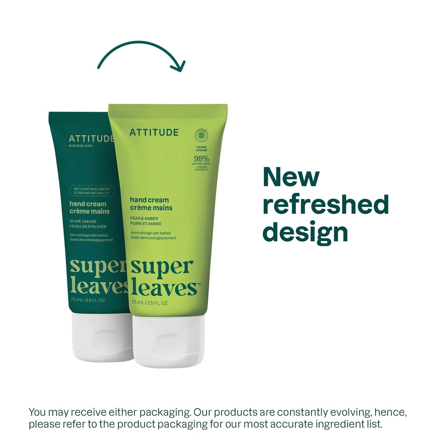 ATTITUDE Hand Cream, EWG Verified, Plant and Mineral-Based, Vegan Personal Care Products, Pear & Amber, 2.5 Fl Oz