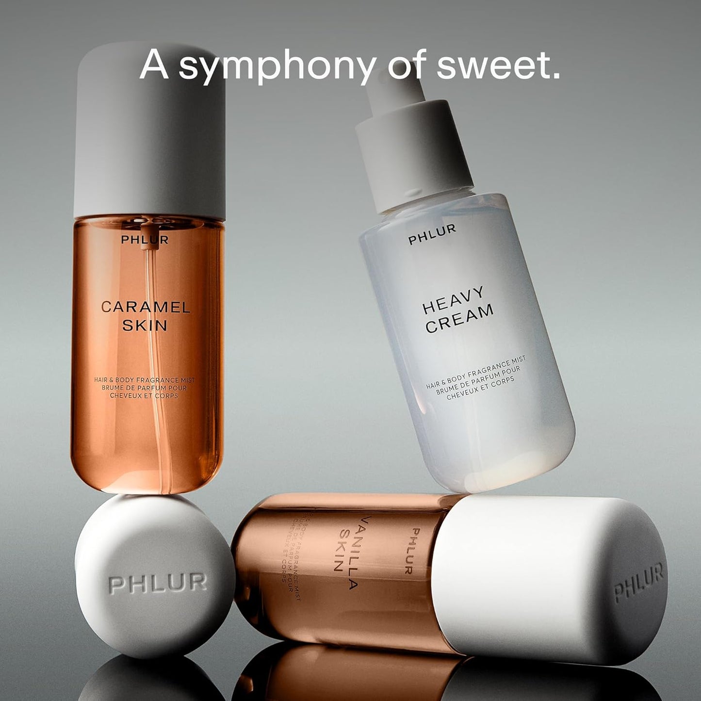 PHLUR Sweet Skin Trio - Exclusive 3pc Travel Size Body Mist Set ft. Vanilla Skin, Heavy Cream, Caramel Skin (3 x 3 fl oz)