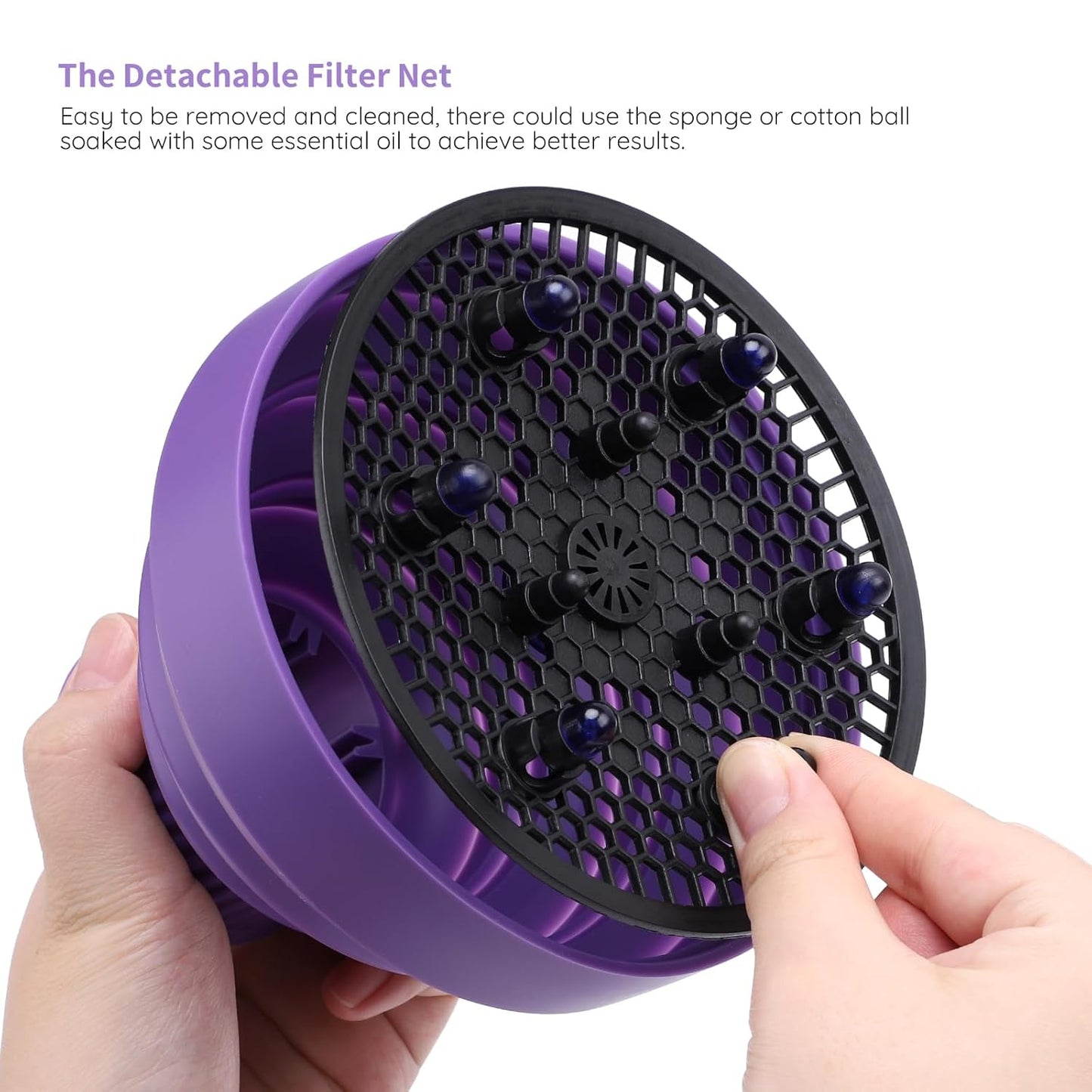 Segbeauty Collapsible Blow Dryer Diffuser, Travel Portable Hair Diffuser for Natural Curly Hair, Professional Lightweight Folding Diffuser Attachment for Dryers Nozzle 1.54 to 1.69 inches Purple